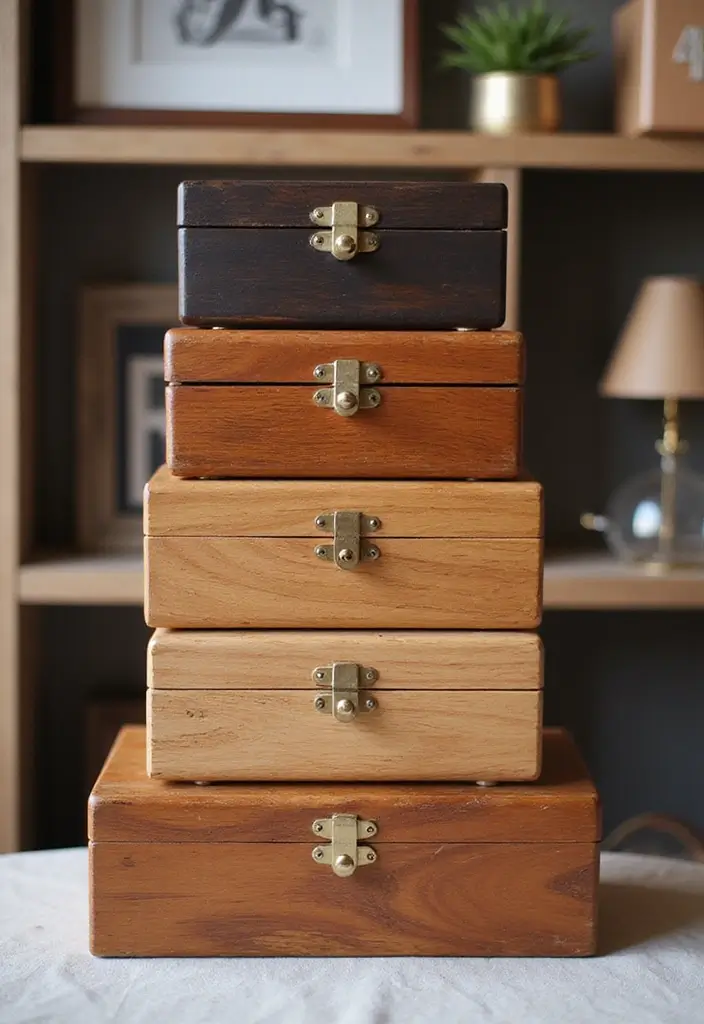 25 DIY Wood Jewelry Box Ideas That Are Elegant and Functional - 6. Stackable Jewelry Boxes for Space Saving