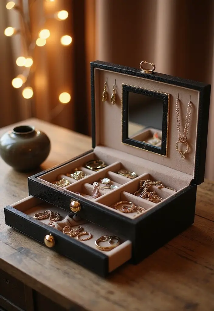 25 DIY Wood Jewelry Box Ideas That Are Elegant and Functional - 7. Jewelry Organizers with a Mirror Finish