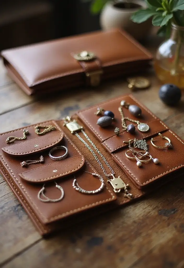 25 DIY Wood Jewelry Box Ideas That Are Elegant and Functional - 9. Elegant Folding Jewelry Wallet