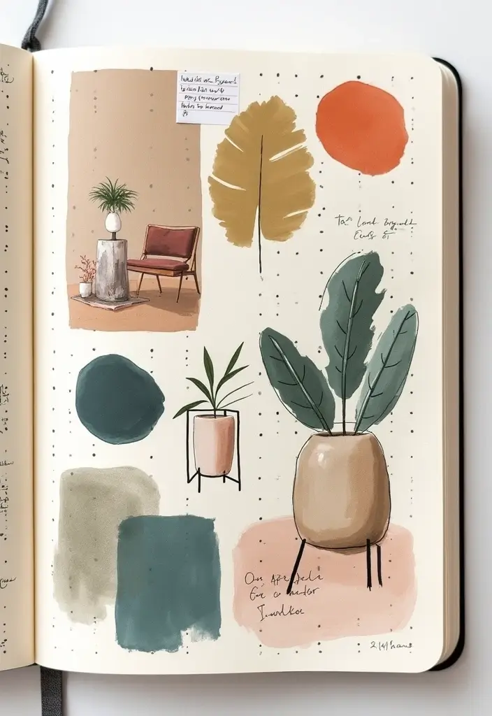 25 Dotted Journal Ideas That Make Planning Fun, Creative, and Inspiring - 20. Mood Board for Home Decor