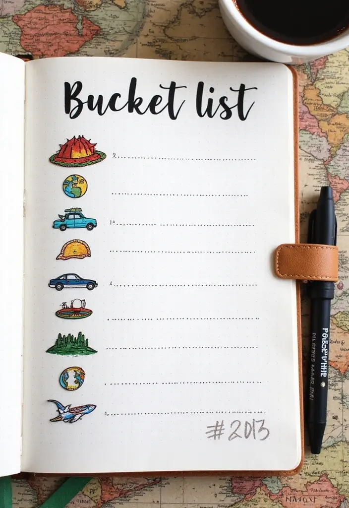 25 Dotted Journal Ideas That Make Planning Fun, Creative, and Inspiring - 4. Travel Bucket List