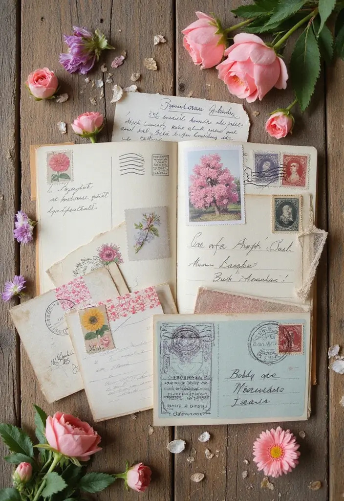 25 Easy Junk Journal Ideas That Anyone Can Create Quickly - 1. Vintage Postcard Collection Journal