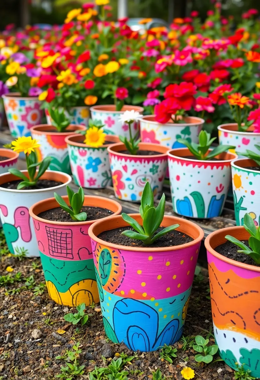 25 Flower Pots Painting Ideas That Bring Color Style and Personality - 1. Whimsical Doodle Pots
