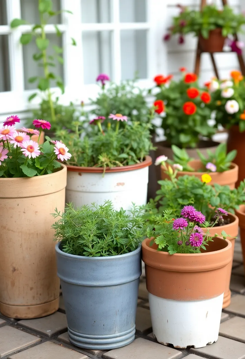 25 Flower Pots Painting Ideas That Bring Color Style and Personality - 17. Rustic Farmhouse Styles