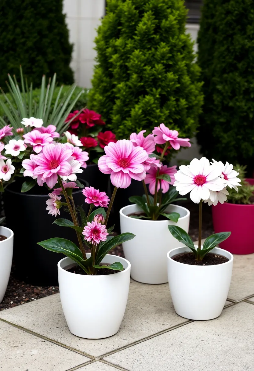 25 Flower Pots Painting Ideas That Bring Color Style and Personality - 18. Monochrome Magic