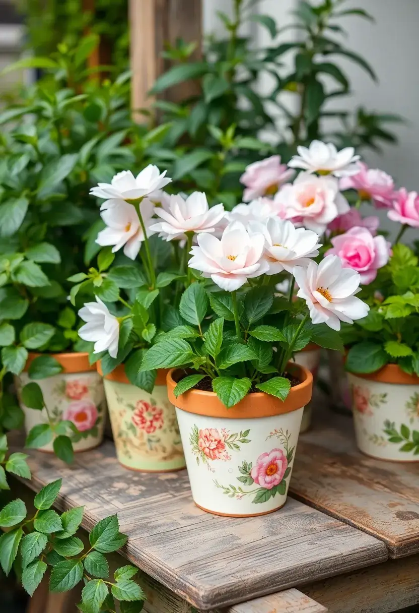 25 Flower Pots Painting Ideas That Bring Color Style and Personality - 5. Upcycled Vintage Charm