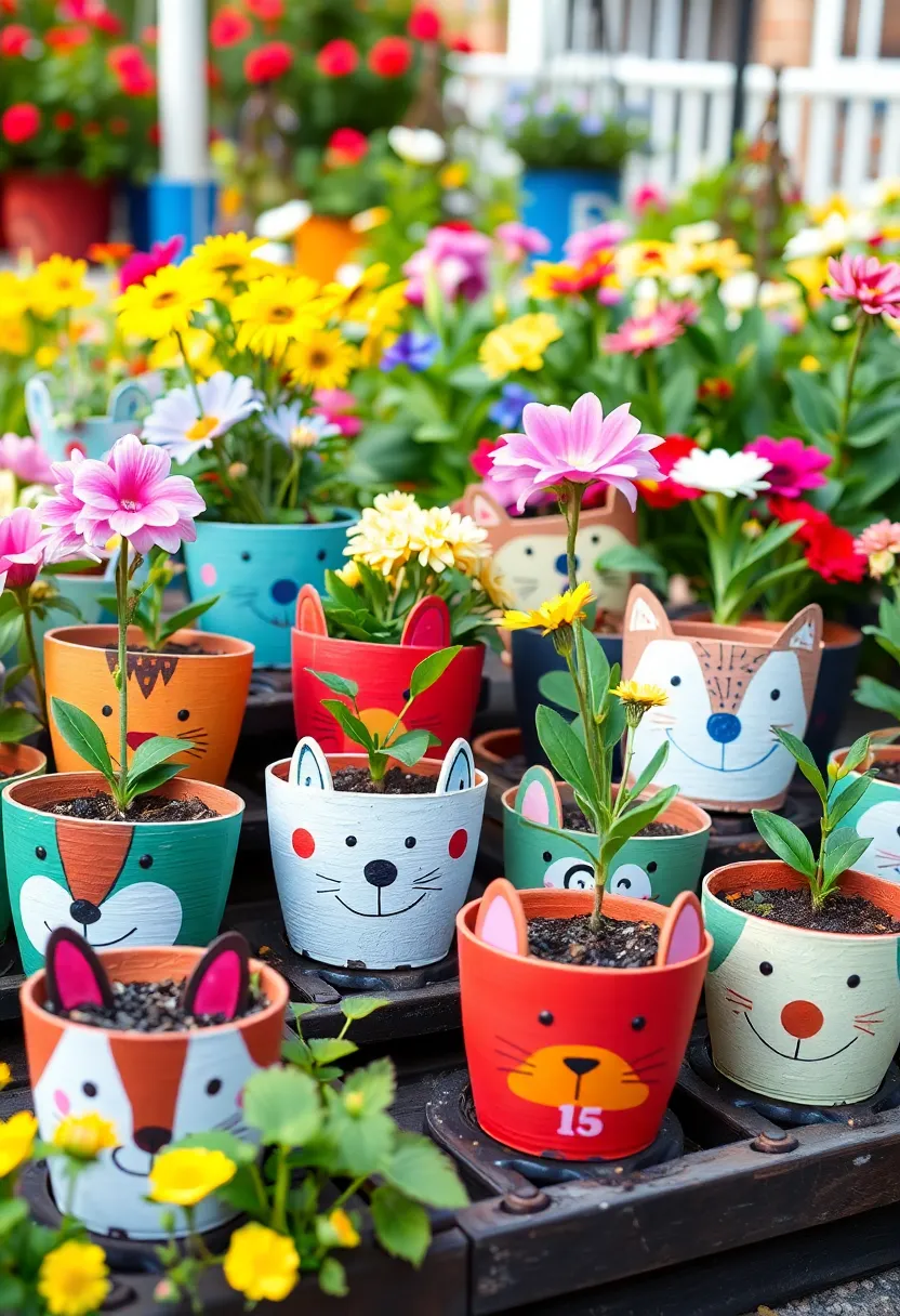 25 Flower Pots Painting Ideas That Bring Color Style and Personality - 7. Fun Animal Faces