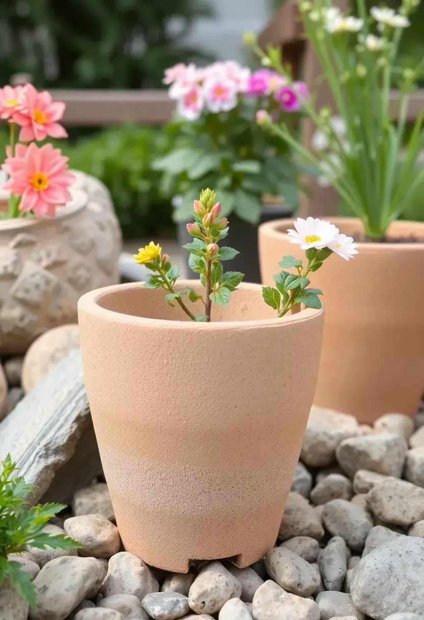 25 Flower Pots Painting Ideas That Bring Color Style and Personality - 8. Textured Sandy Finish