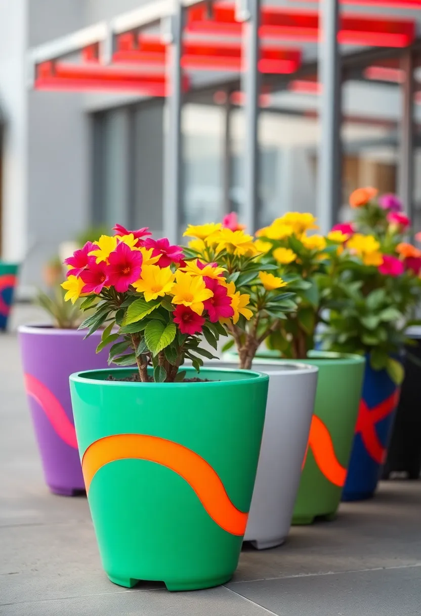 25 Flower Pots Painting Ideas That Bring Color Style and Personality - 9. Bright Neon Accents