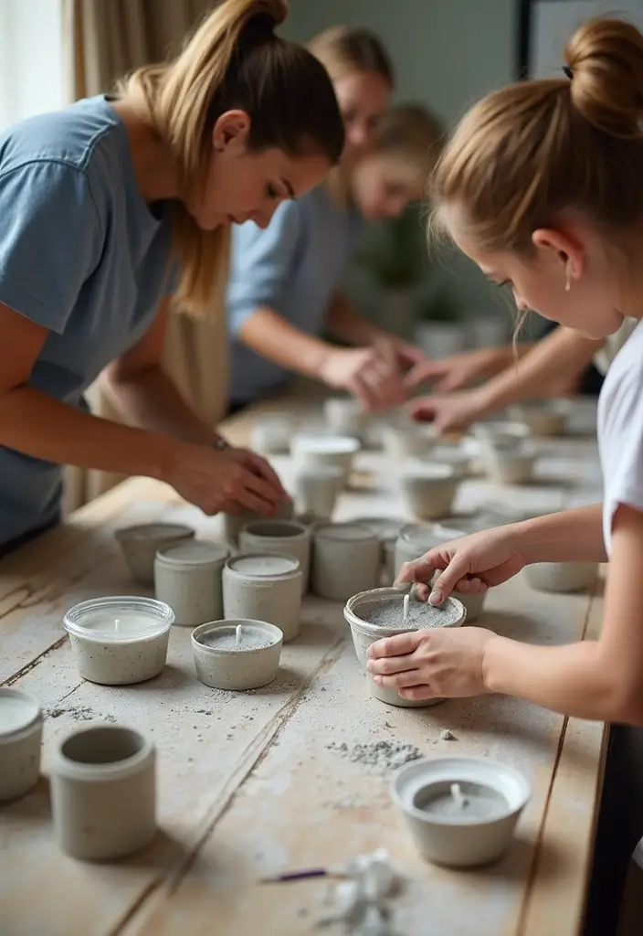 25 Group Craft Ideas For Adults That Make Fun Social Projects - 11. Concrete Candle Holders