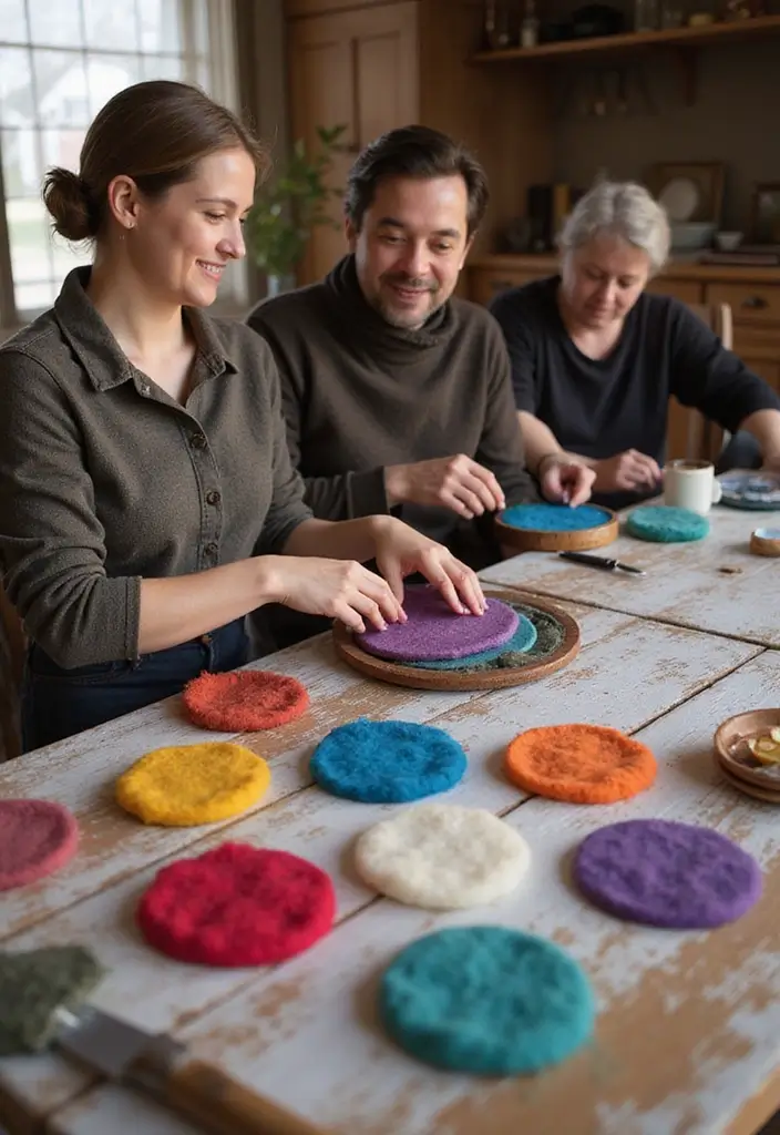 25 Group Craft Ideas For Adults That Make Fun Social Projects - 12. Felted Wool Coasters