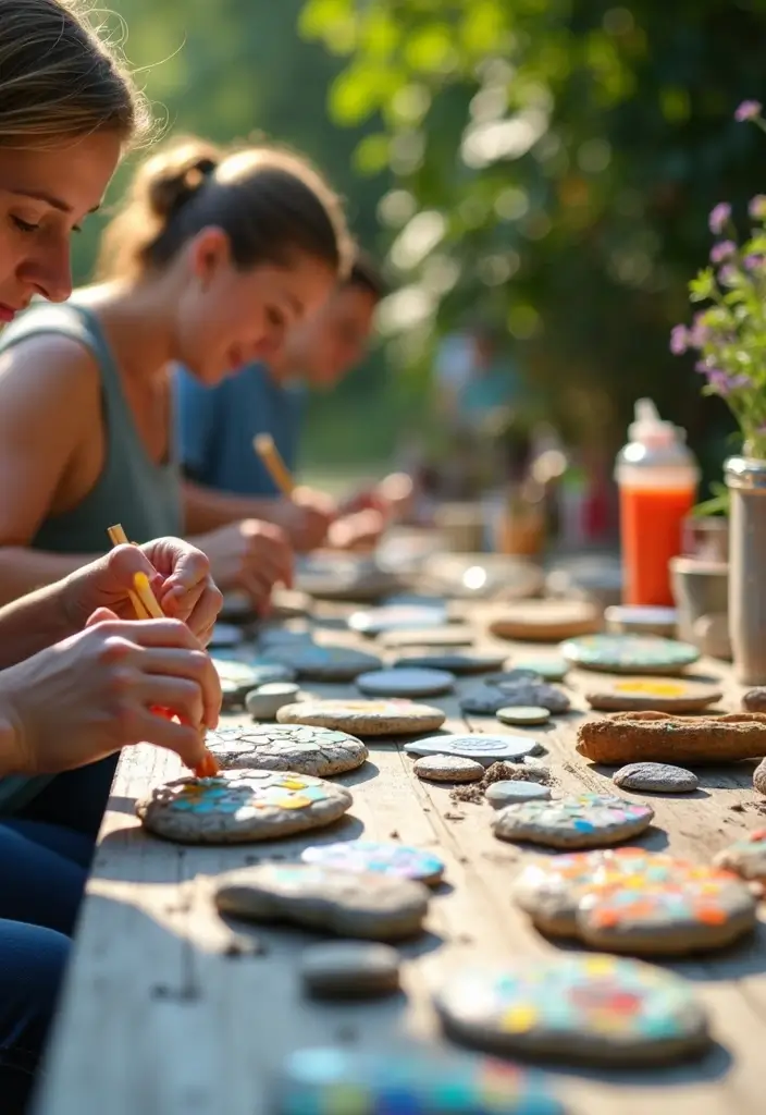 25 Group Craft Ideas For Adults That Make Fun Social Projects - 4. Mosaic Garden Stones