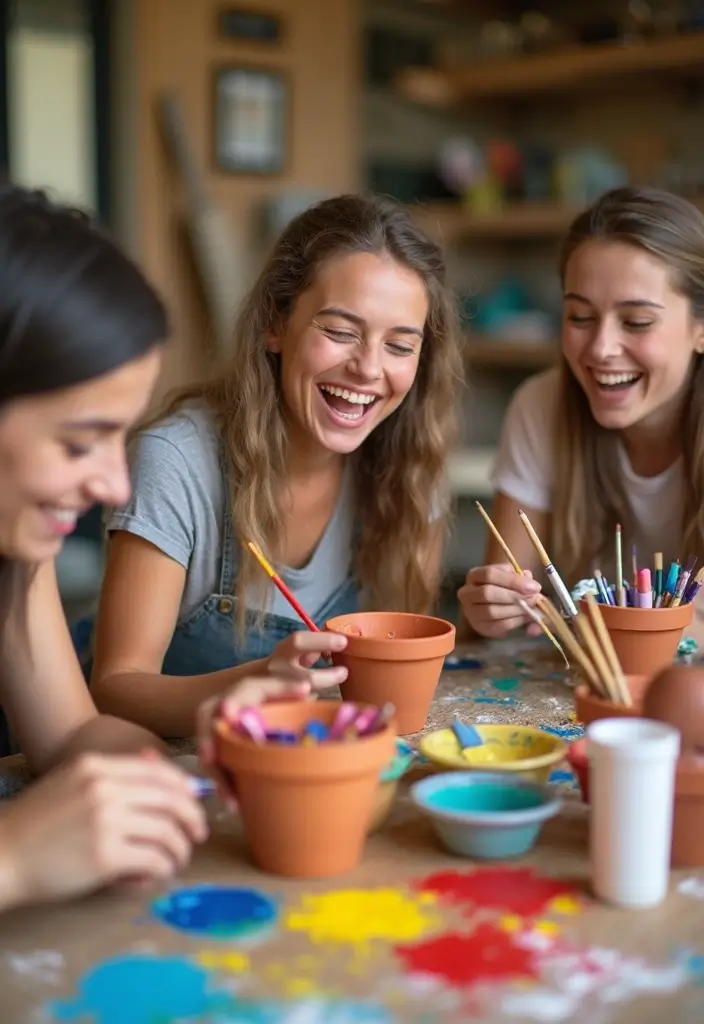 25 Group Craft Ideas For Adults That Make Fun Social Projects - 6. Hand-Painted Terracotta Pots
