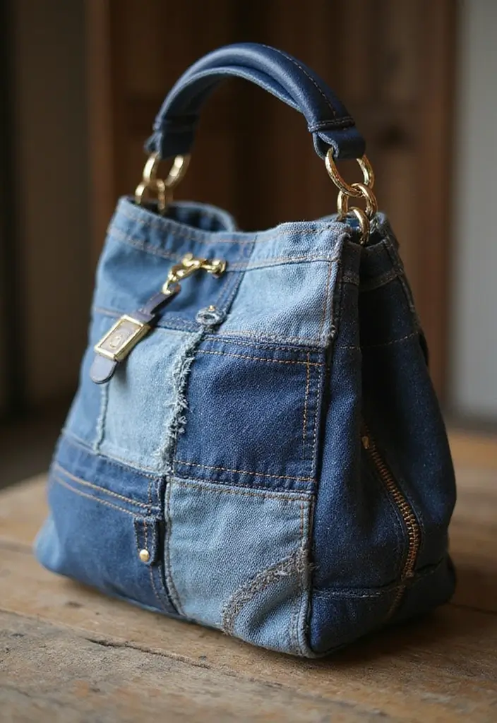 25 Handbag Decoration Ideas That Upgrade Your Accessories Instantly - 1. Upcycled Denim Patches