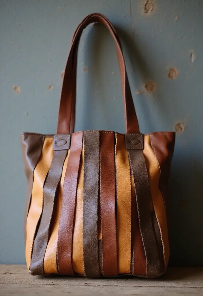 25 Handbag Decoration Ideas That Upgrade Your Accessories Instantly - 20. Upcycled Leather Strips