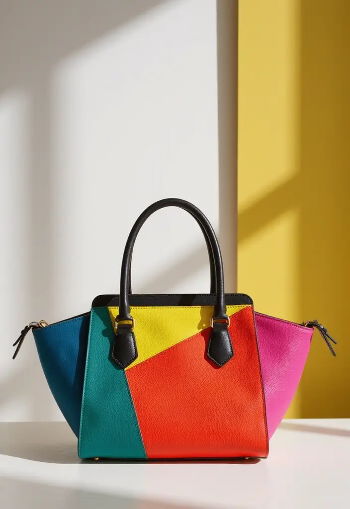25 Handbag Decoration Ideas That Upgrade Your Accessories Instantly - 22. Color Blocking