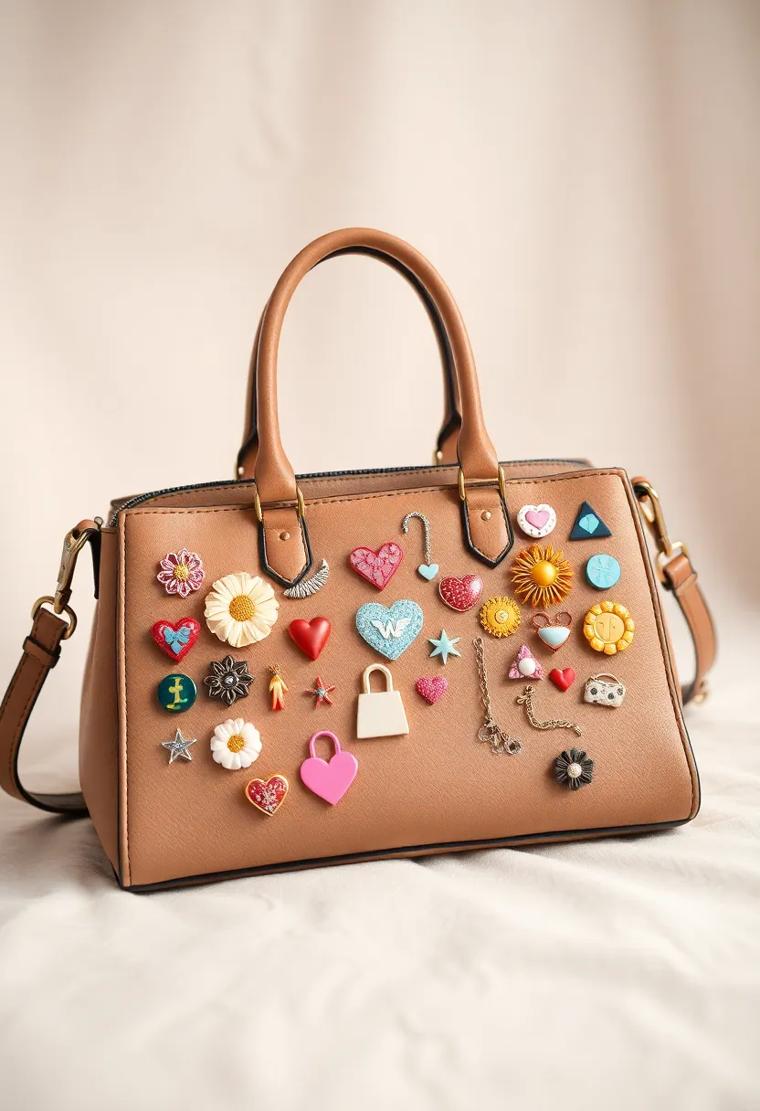 25 Handbag Decoration Ideas That Upgrade Your Accessories Instantly - 23. Decorative Pins