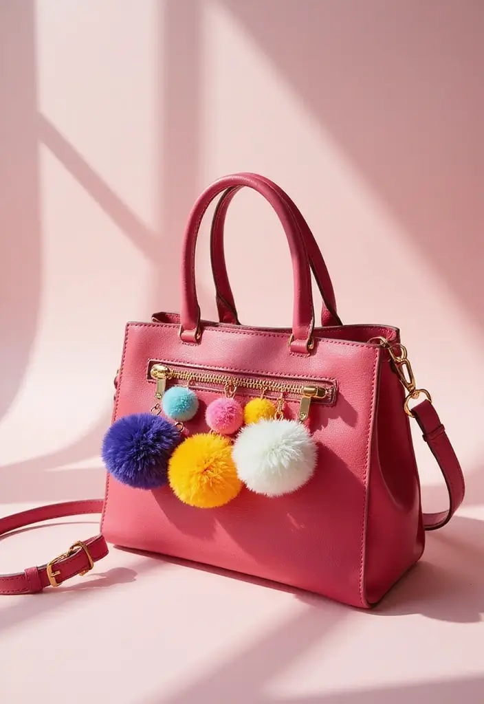 25 Handbag Decoration Ideas That Upgrade Your Accessories Instantly - 3. Pom-Pom Charms