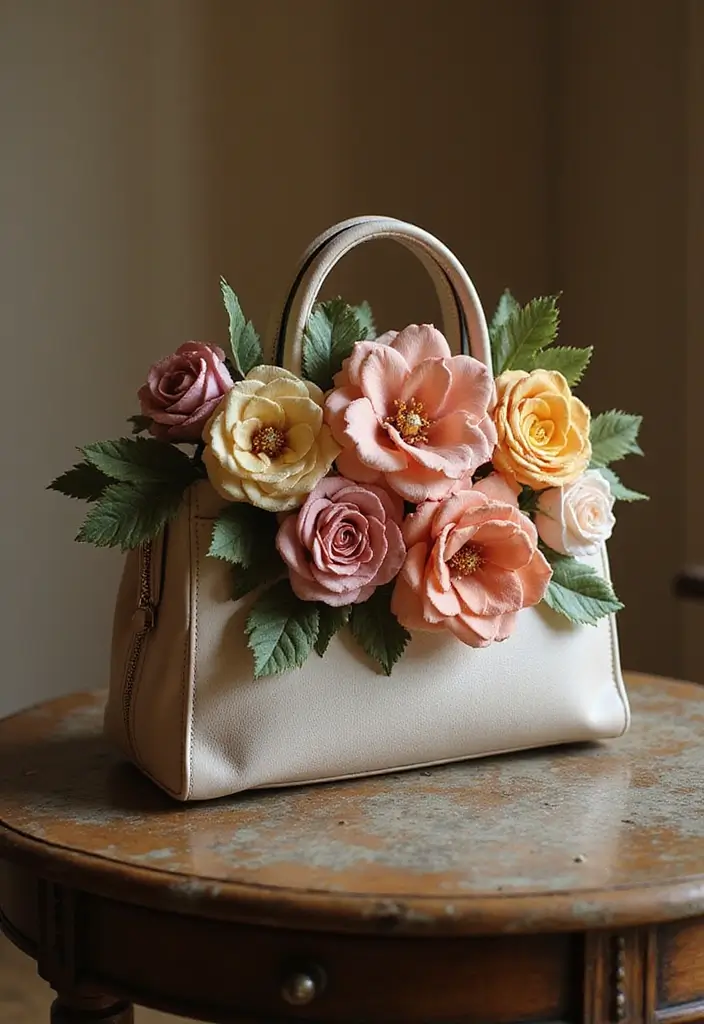 25 Handbag Decoration Ideas That Upgrade Your Accessories Instantly - 4. Fabric Flowers