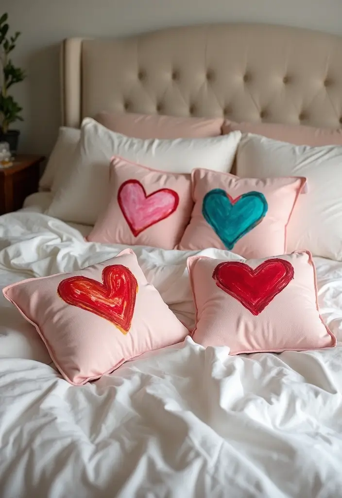 25 Heart Pottery Painting Ideas That Add a Lovely Personal Touch 15. Heart Printed Throw Pillows