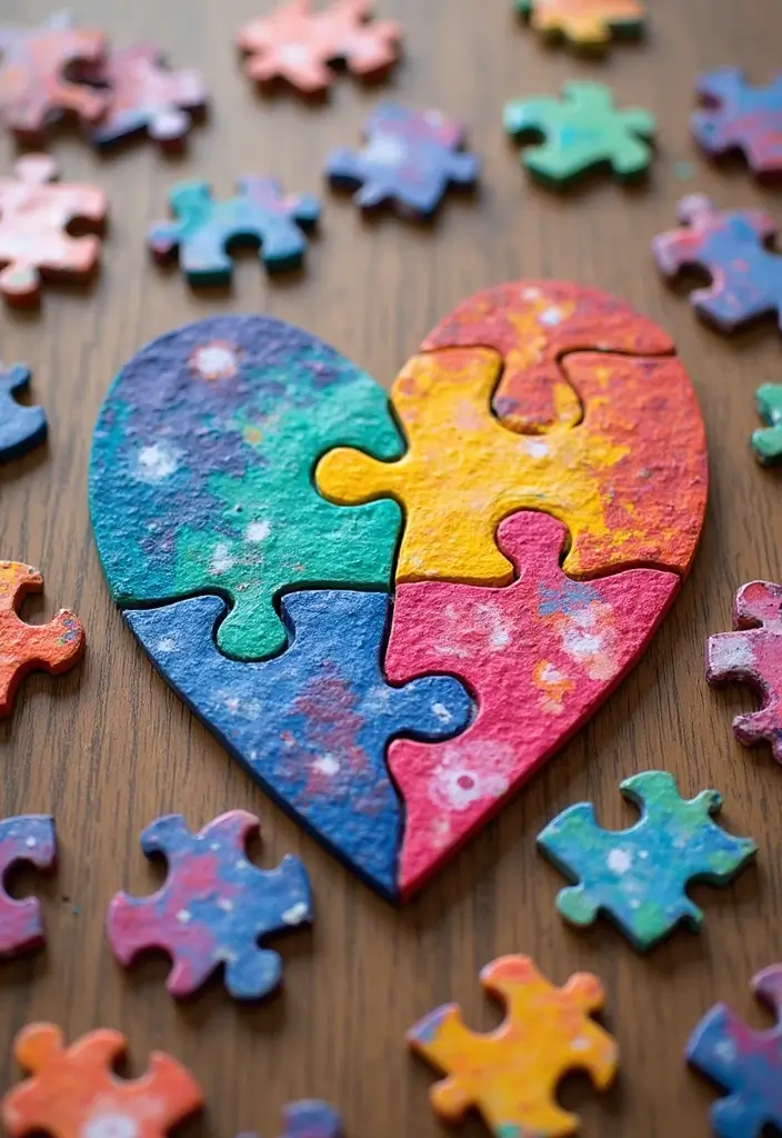 25 Heart Pottery Painting Ideas That Add a Lovely Personal Touch 17. Heart Shaped Puzzle Pieces