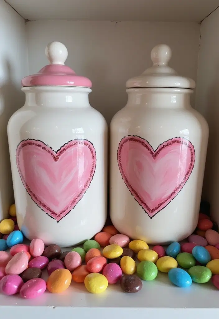25 Heart Pottery Painting Ideas That Add a Lovely Personal Touch 18. Heart Shaped Storage Jars