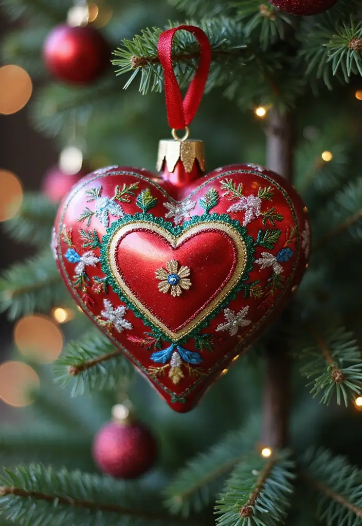 25 Heart Pottery Painting Ideas That Add a Lovely Personal Touch 19. Heart Themed Holiday Ornaments