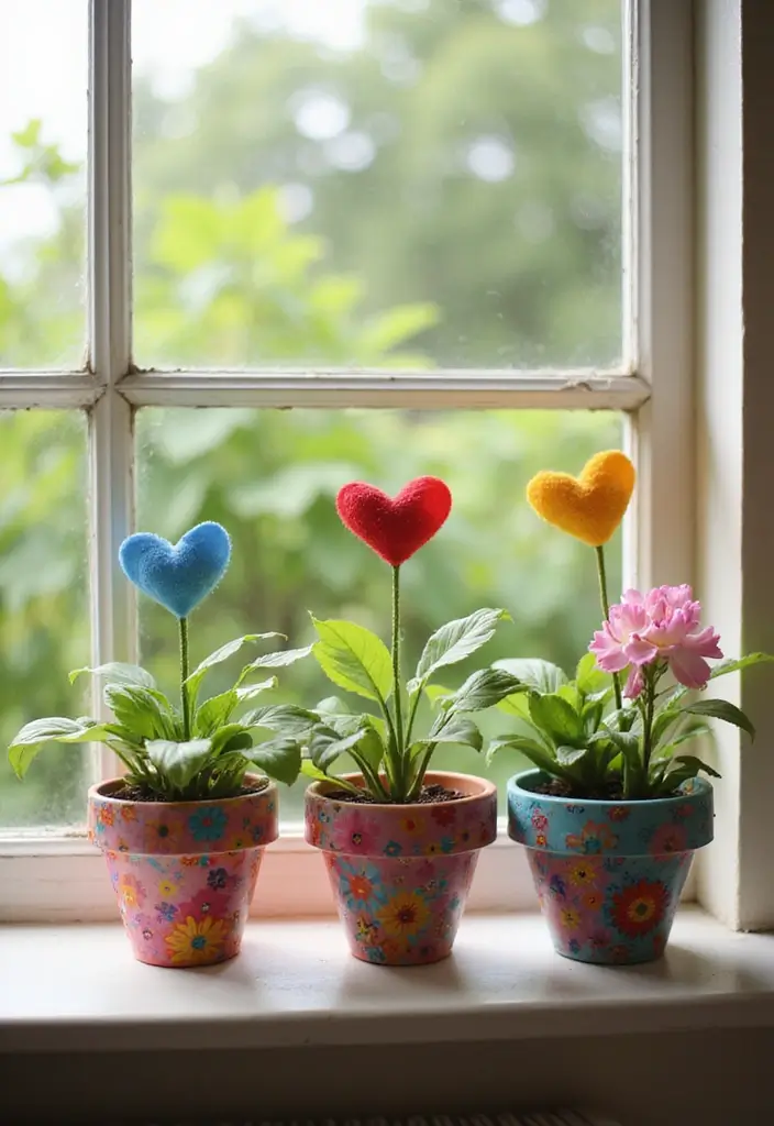 25 Heart Pottery Painting Ideas That Add a Lovely Personal Touch 2. Heart Shaped Flower Pots