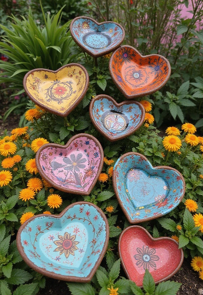 25 Heart Pottery Painting Ideas That Add a Lovely Personal Touch 22. Heart Pottery for Garden Decor