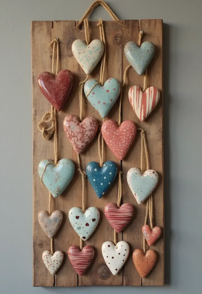 25 Heart Pottery Painting Ideas That Add a Lovely Personal Touch 3. Heart Art Wall Hangings