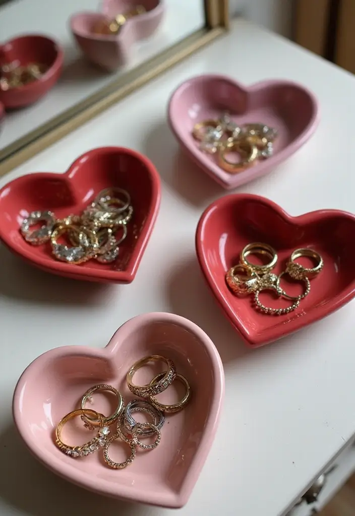 25 Heart Pottery Painting Ideas That Add a Lovely Personal Touch 8. Heart Shaped Jewelry Dishes