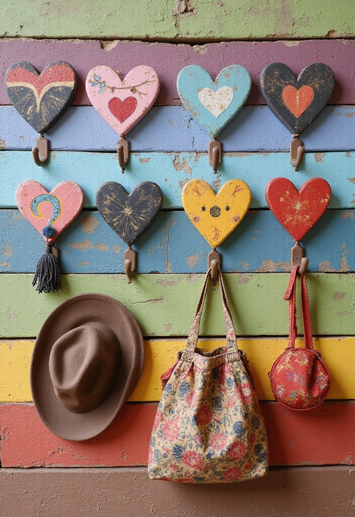 25 Heart Pottery Painting Ideas That Add a Lovely Personal Touch 9. Heart Shaped Wall Hooks