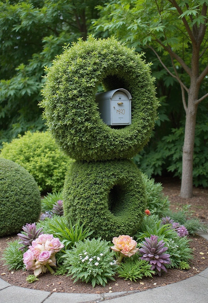 25 Letter Box Ideas That Make Receiving Mail Stylish and Creative - 19. Artistic Topiary Mailbox