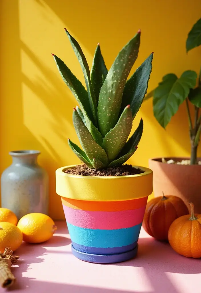 25 Matki Decoration Ideas With Paint That Are Colorful Fun and Unique - 16. Layered Rainbow