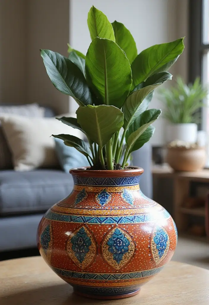 25 Matki Decoration Ideas With Paint That Are Colorful Fun and Unique - 2. Geometric Glamour