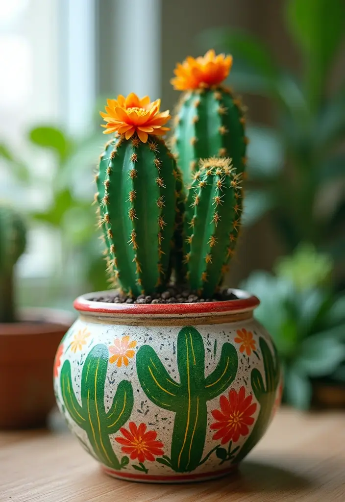 25 Matki Decoration Ideas With Paint That Are Colorful Fun and Unique - 9. Cactus and Succulent Styles