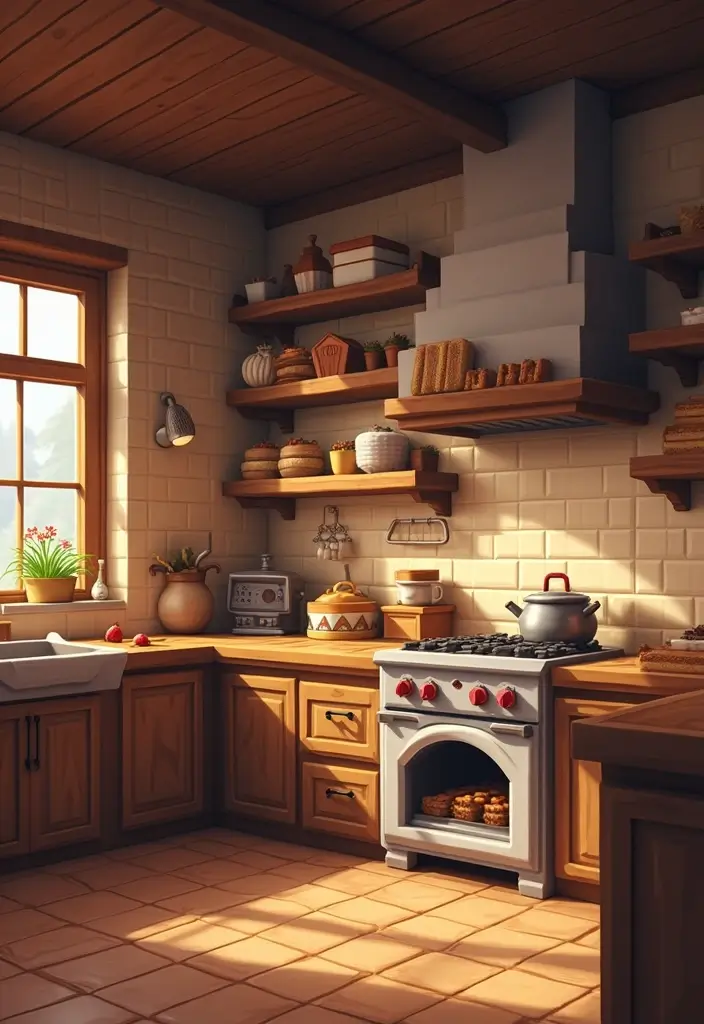 25 Minecraft Interior Decoration Ideas That Inspire Creative Game Spaces - 19. Cozy Bakery Kitchen