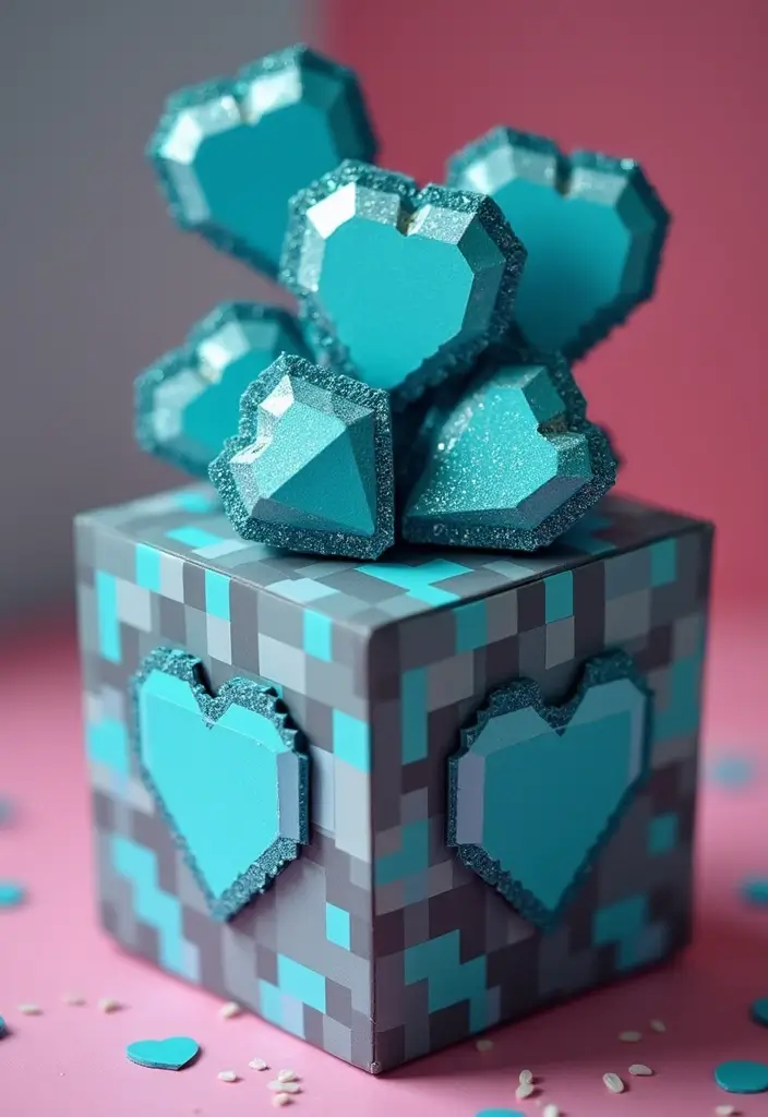 25 Minecraft Valentine Box Ideas That Are Fun for Kids - 2. Minecraft Diamond Ore Box