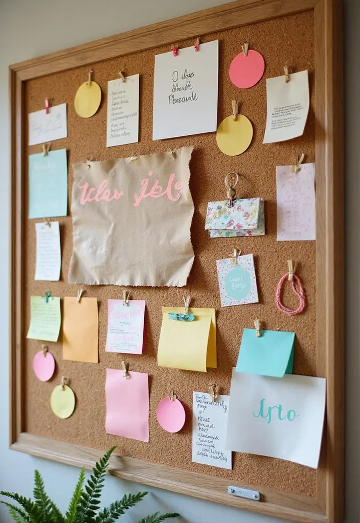 25 Note Decoration Ideas That Turn Ordinary Notes Into Cute Creative Pieces - 5. Corkboard Creativity