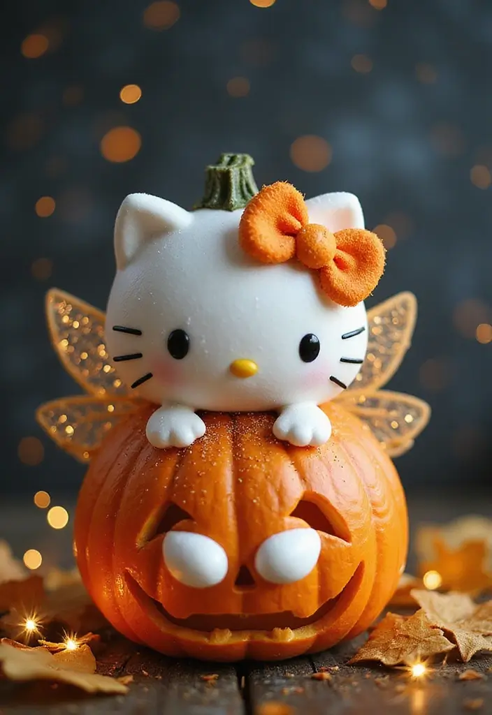 25 Pumpkin Painting Ideas Hello Kitty That Are Fun and Playful - 10. Hello Kitty's Magical Pumpkin