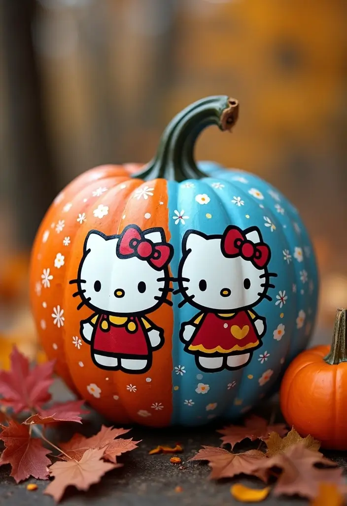 25 Pumpkin Painting Ideas Hello Kitty That Are Fun and Playful - 12. Seasonal Hello Kitty Pumpkin