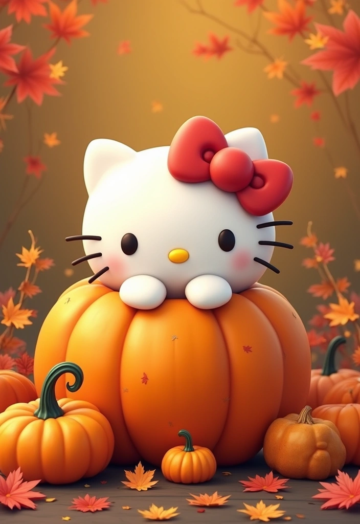 25 Pumpkin Painting Ideas Hello Kitty That Are Fun and Playful - 7. Hello Kitty with Seasonal Themes