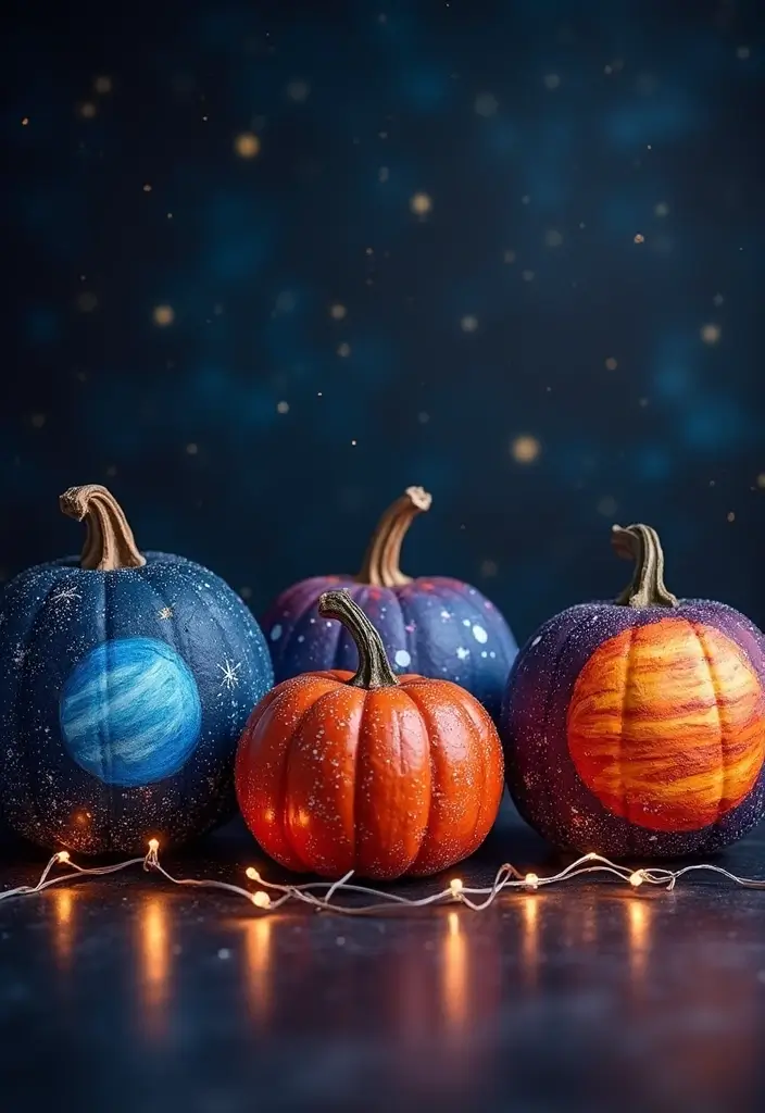 25 Pumpkin Painting Ideas That Are Adorable Fun and Perfect for Fall - 12. Space-Themed Pumpkins