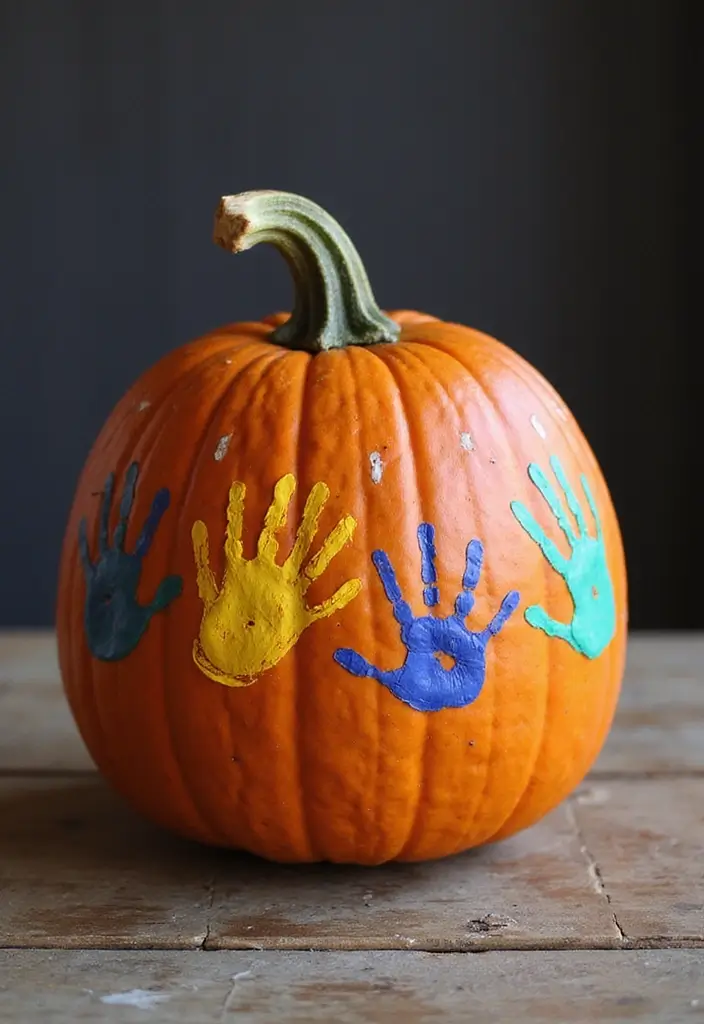 25 Pumpkin Painting Ideas That Are Adorable Fun and Perfect for Fall - 15. Handprint Pumpkins