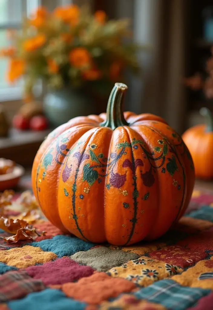 25 Pumpkin Painting Ideas That Are Adorable Fun and Perfect for Fall - 16. Patchwork Pumpkins