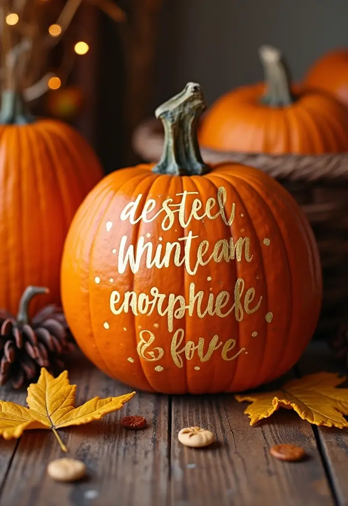 25 Pumpkin Painting Ideas That Are Adorable Fun and Perfect for Fall - 18. Inspirational Quote Pumpkins