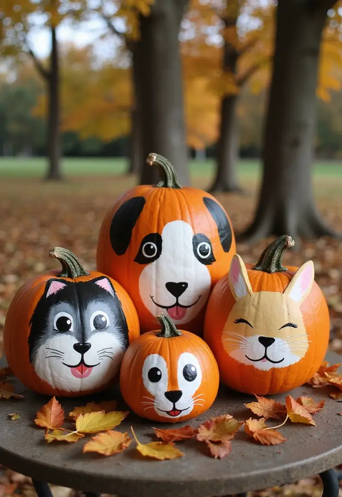 25 Pumpkin Painting Ideas That Are Adorable Fun and Perfect for Fall - 2. Cute Animal Faces