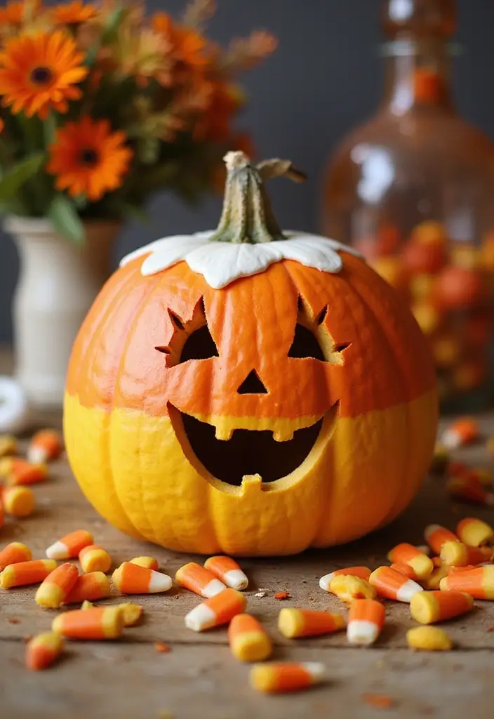 25 Pumpkin Painting Ideas That Are Adorable Fun and Perfect for Fall - 20. Candy Corn Pumpkins