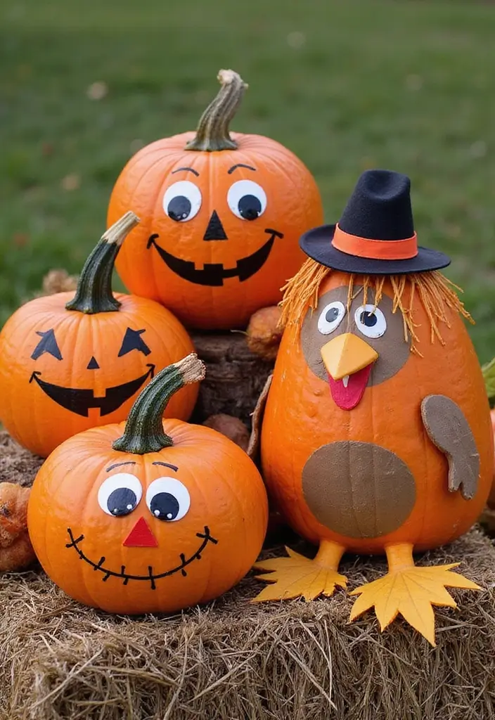 25 Pumpkin Painting Ideas That Are Adorable Fun and Perfect for Fall - 25. Seasonal Characters