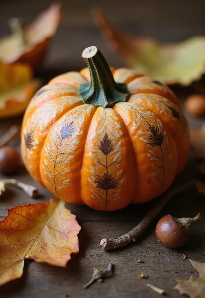 25 Pumpkin Painting Ideas That Are Adorable Fun and Perfect for Fall - 4. Nature-Inspired Designs